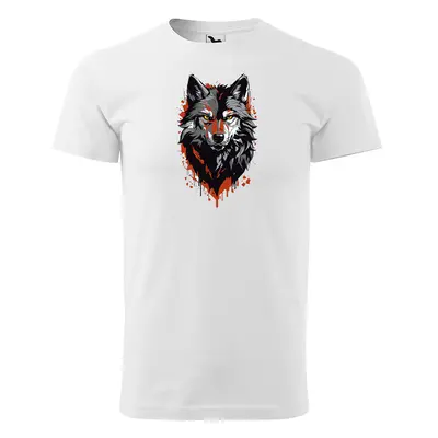 Tričko s potiskem Wolf paint 1 - bílé 5XL