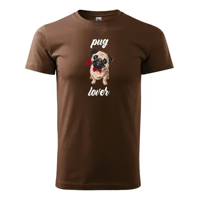 Tričko s potiskem Pug lover - hnědé S