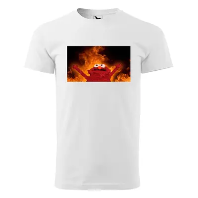 Tričko s potiskem Fire puppet - bílé 5XL