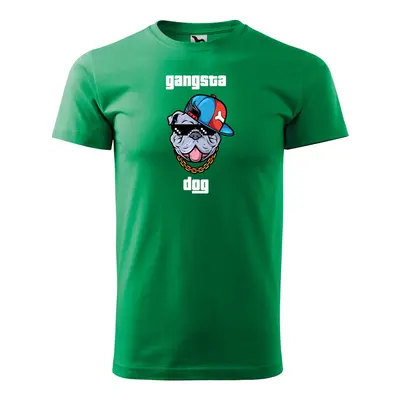 Tričko s potiskem Gangsta dog - zelené 2XL