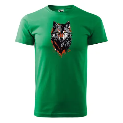 Tričko s potiskem Wolf paint 1 - zelené S