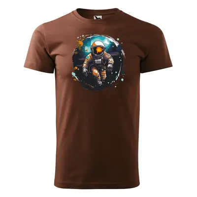 Tričko s potiskem Astronaut 1 - hnědé 4XL