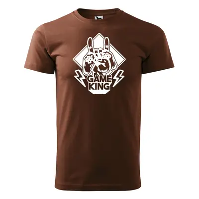 Tričko s potiskem Game King - hnědé 2XL