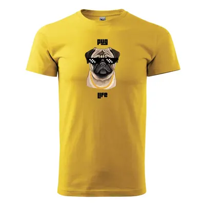 Tričko s potiskem Pug life - žluté 2XL