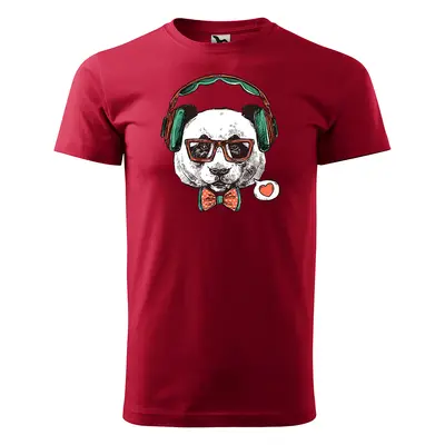 Tričko s potiskem Panda - červené 3XL