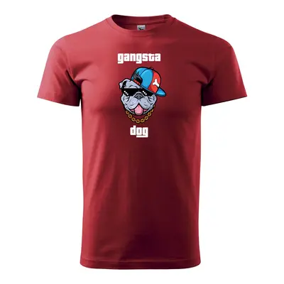 Tričko s potiskem Gangsta dog - červené 2XL