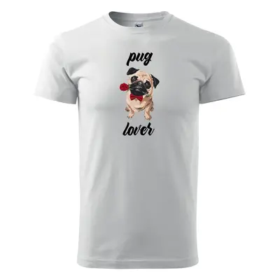 Tričko s potiskem Pug lover - bílé 2XL