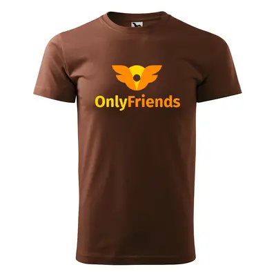 Tričko s potiskem Only Friends - hnědé 4XL