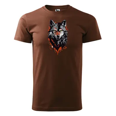 Tričko s potiskem Wolf paint 1 - hnědé XL