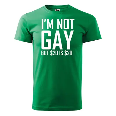 Tričko s potiskem I am not gay, but... - zelené 3XL