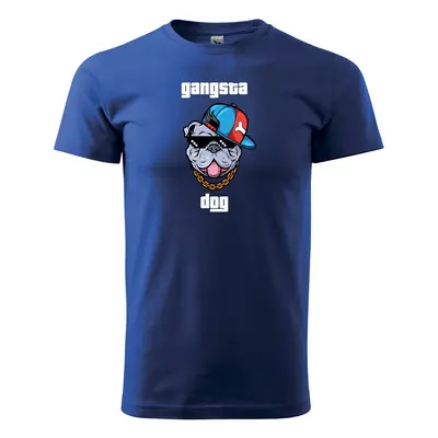 Tričko s potiskem Gangsta dog - modré 2XL