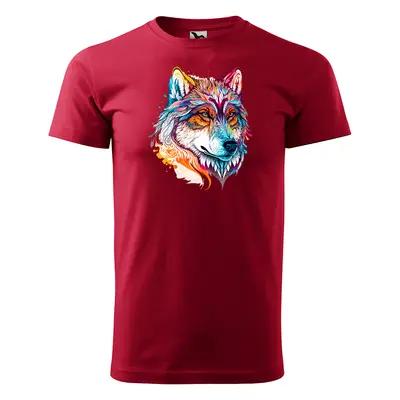 Tričko s potiskem Wolf paint 2 - červené 3XL