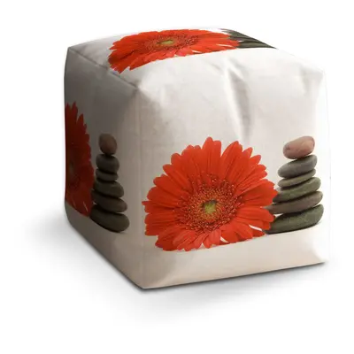 Taburet Cube Gerbera s kameny: 40x40x40 cm