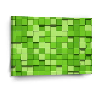 Obraz Green Blocks 3D - 90x60 cm