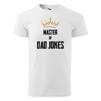 Tričko s potiskem Master of dad jokes - bílé 5XL