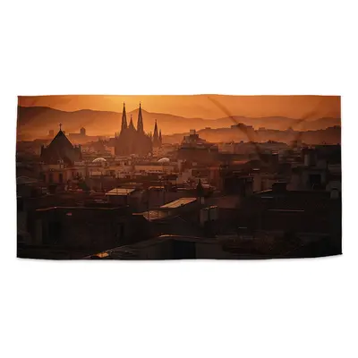 Ručník Barcelona Night Skyline - 70x140 cm