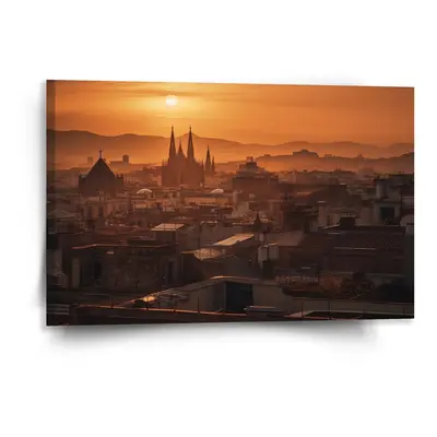 Obraz Barcelona Night Skyline - 120x80 cm