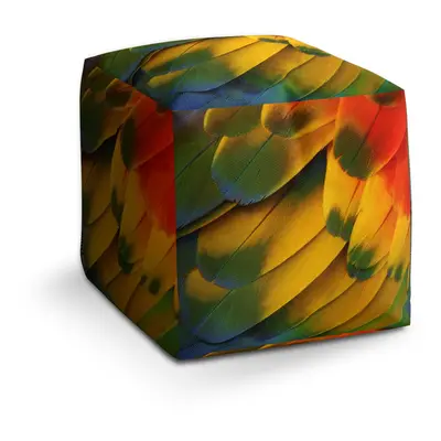 Taburet Cube Barevné peří: 40x40x40 cm