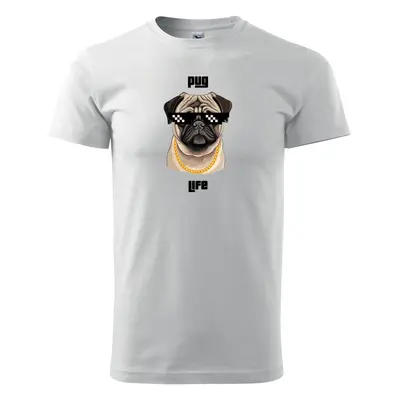 Tričko s potiskem Pug life - bílé 2XL