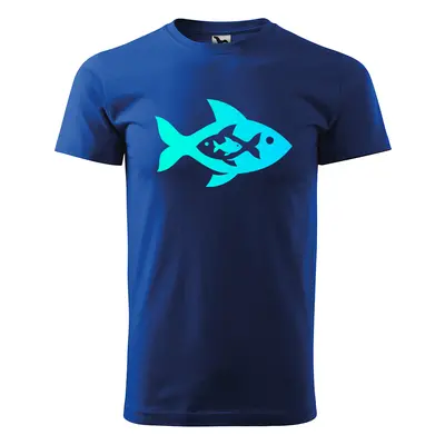 Tričko s potiskem Fish blue - modré 2XL