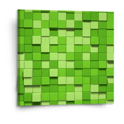 Obraz Green Blocks 3D - 110x110 cm