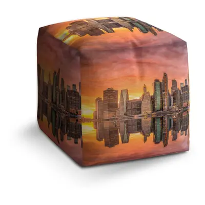 Taburet Cube New York Západ slunce: 40x40x40 cm