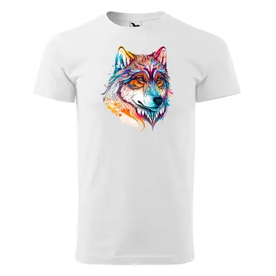 Tričko s potiskem Wolf paint 2 - bílé 5XL