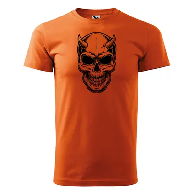 Tričko s potiskem Skull 1 - oranžové 2XL