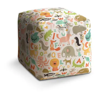 Taburet Cube Zoo abeceda: 40x40x40 cm