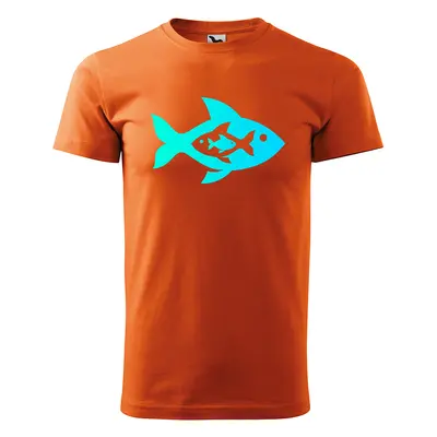 Tričko s potiskem Fish blue - oranžové 5XL