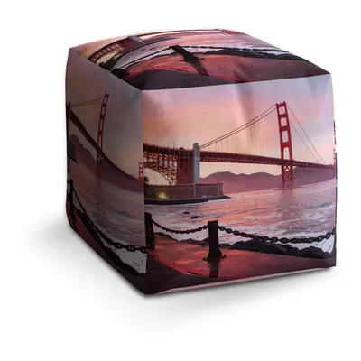 Taburet Cube Golden Gate: 40x40x40 cm