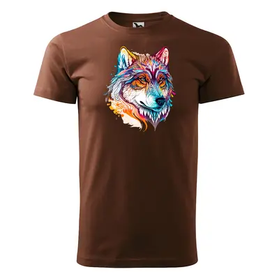 Tričko s potiskem Wolf paint 2 - hnědé 4XL