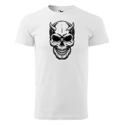 Tričko s potiskem Skull 1 - bílé 4XL