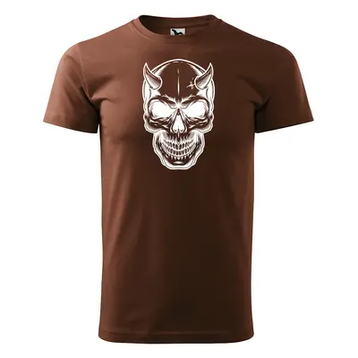 Tričko s potiskem Skull 1 - hnědé 4XL