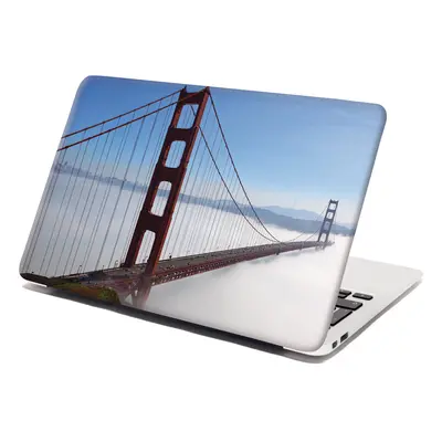 Samolepka na notebook Golden Gate v mlze - 29x20 cm