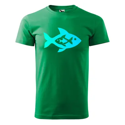 Tričko s potiskem Fish blue - zelené 3XL