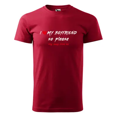 Tričko s potiskem I love my boyfriend - červené 2XL