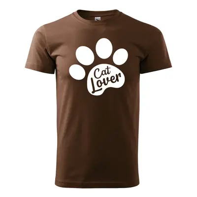 Tričko s potiskem Cat lover - hnědé 2XL