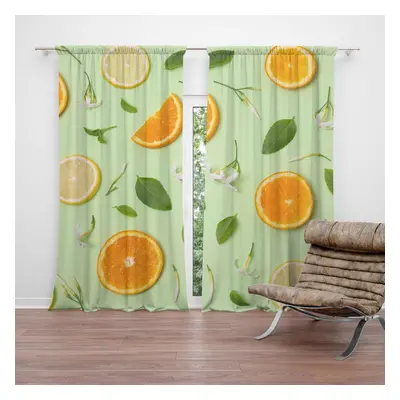 Závěs Citrus a květ: 2ks 140x250cm