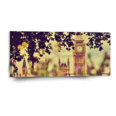 Obraz Londýn Big Ben Flowers - 110x50 cm