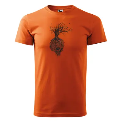 Tričko s potiskem Skull 2 - oranžové 2XL