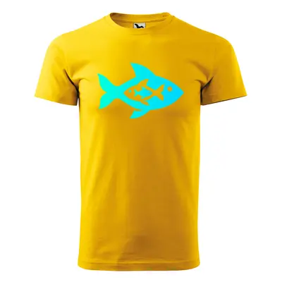 Tričko s potiskem Fish blue - žluté 4XL