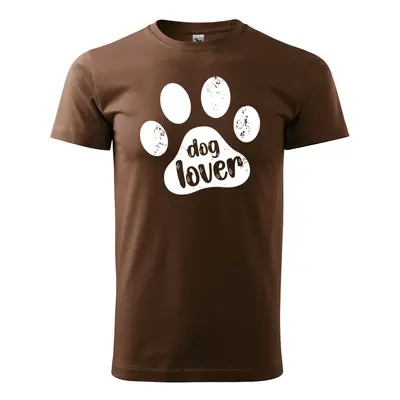 Tričko s potiskem Dog lover - hnědé 2XL