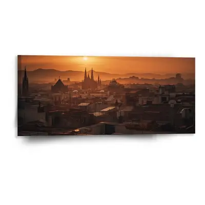 Obraz Barcelona Night Skyline - 110x50 cm