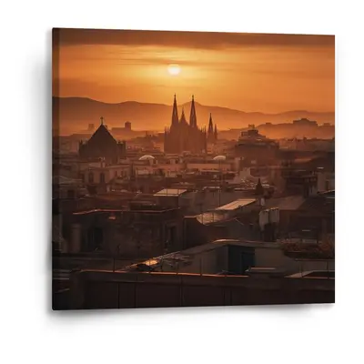 Obraz Barcelona Night Skyline - 50x50 cm