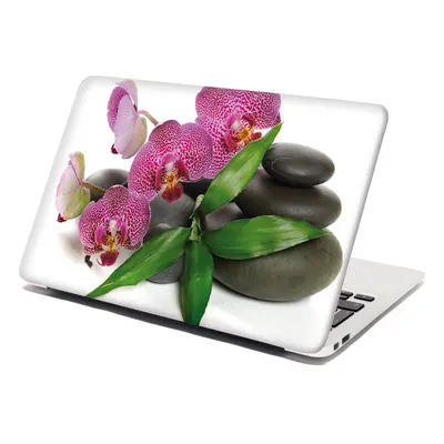 Samolepka na notebook Orchideje a kameny - 38x26 cm