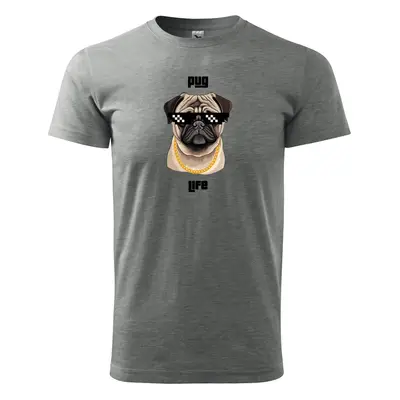 Tričko s potiskem Pug life - šedé 2XL