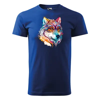 Tričko s potiskem Wolf paint 2 - modré 3XL