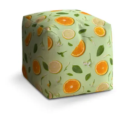 Taburet Cube Citrus a květ: 40x40x40 cm