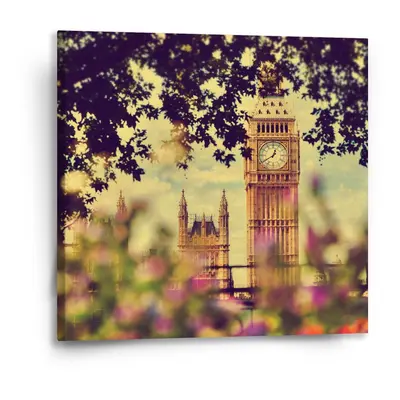 Obraz Londýn Big Ben Flowers - 50x50 cm